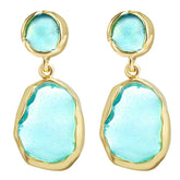 Striking 18K gold-plated earrings with green oil drip drop design, ideal for adding elegance to your outfit.
